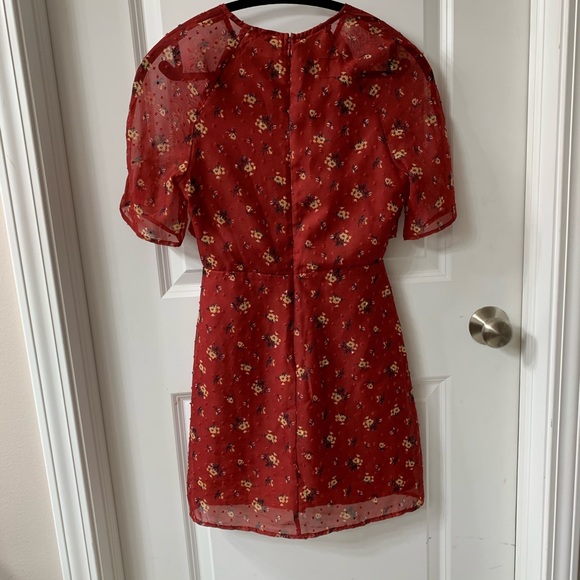 Fire,Love short sleeve floral dress. Rust color. - Picture 5 of 6